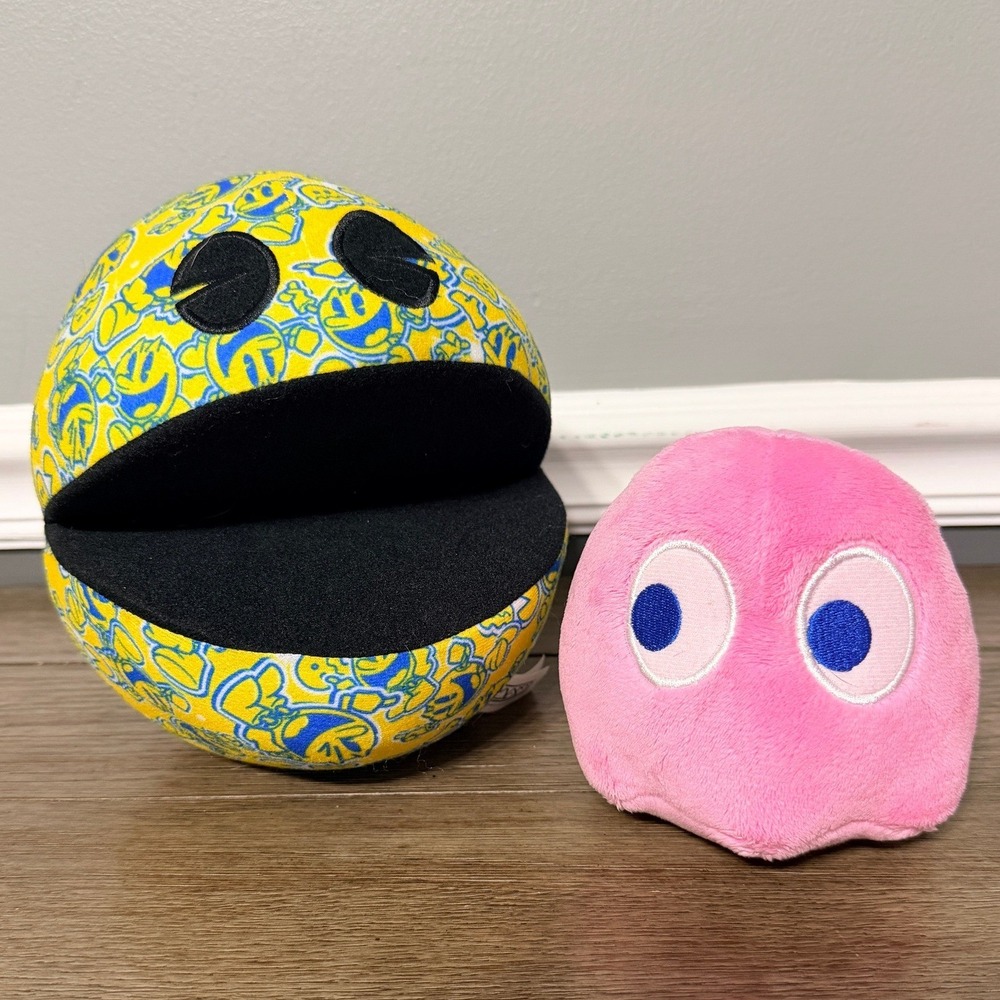 Pac-Man & Ms. Pac-Man Plush‎ Set Bandai Namco Arcade Retro Gaming Yellow Pink